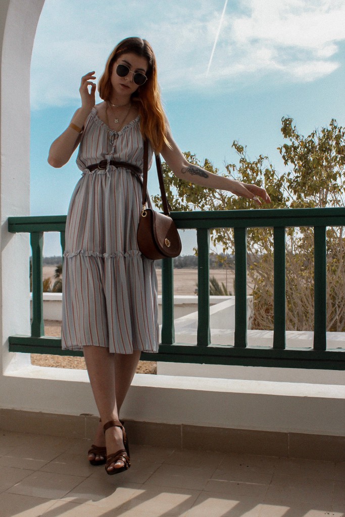 EXPLORING DJERBA IN A STRIPED BOHO DRESS