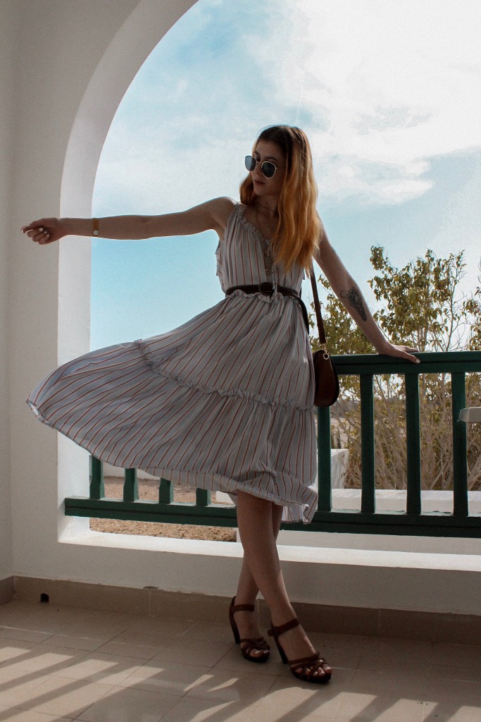 EXPLORING DJERBA IN A STRIPED BOHO DRESS