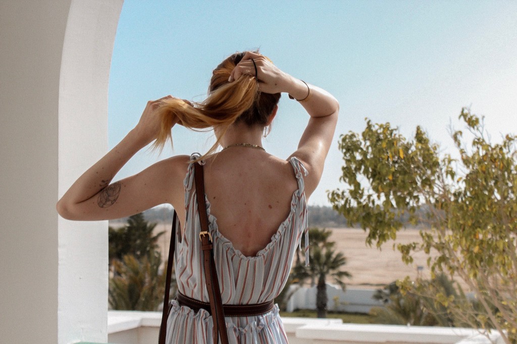 EXPLORING DJERBA IN A STRIPED BOHO DRESS