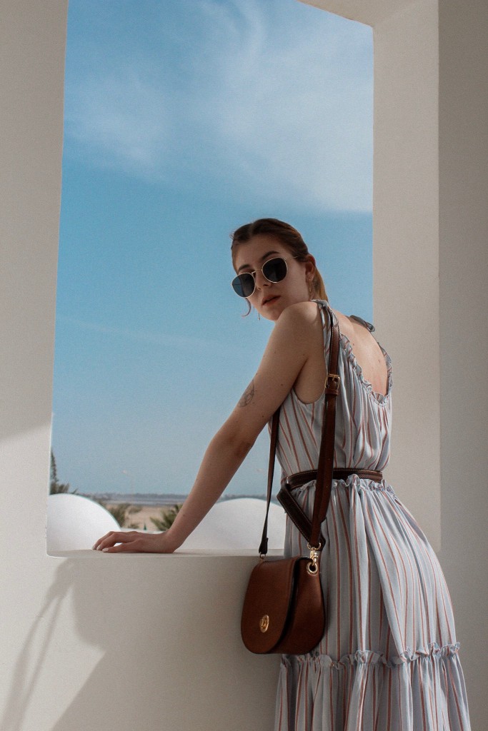 EXPLORING DJERBA IN A STRIPED BOHO DRESS