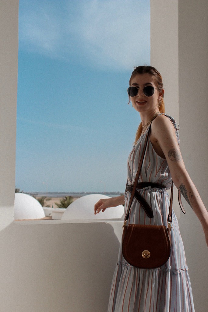 EXPLORING DJERBA IN A STRIPED BOHO DRESS