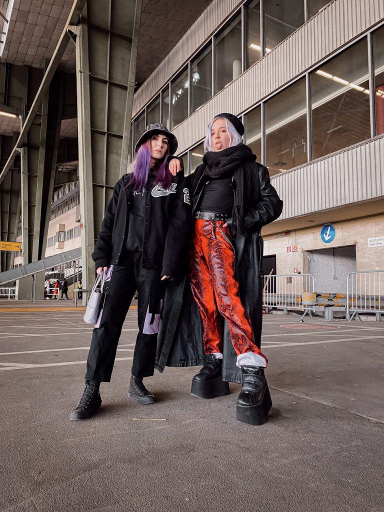 Berlin Fashion Week - Black And Purple Streetwear Outfit - with highinhighschool