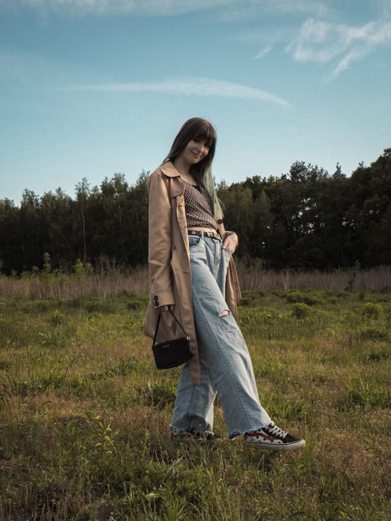 2000s style: wrap top with relaxed fit jeans and gucci boat pochette -  ohwyouknow